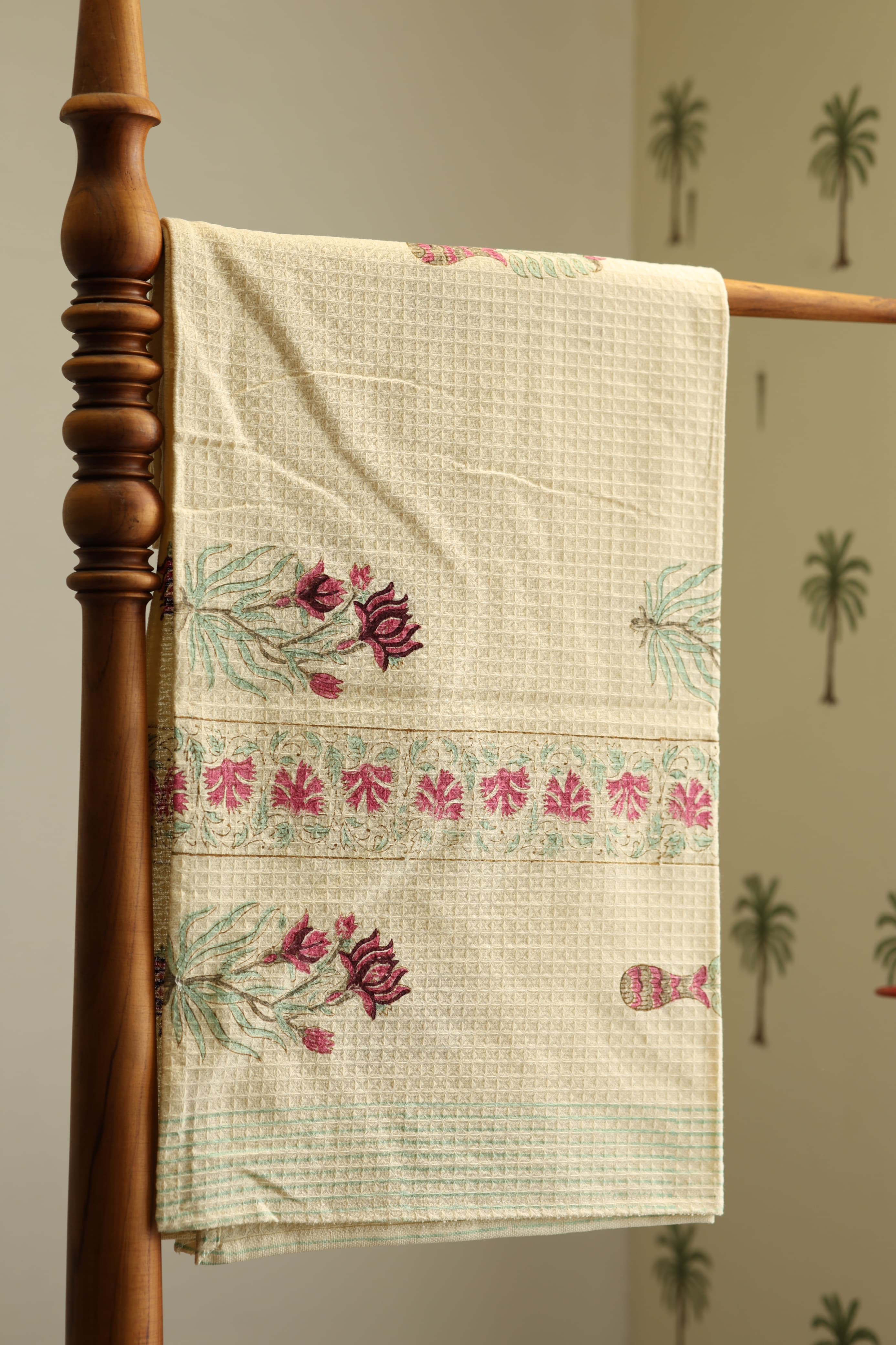 Hand Block Printed Waffle Cotton Towel