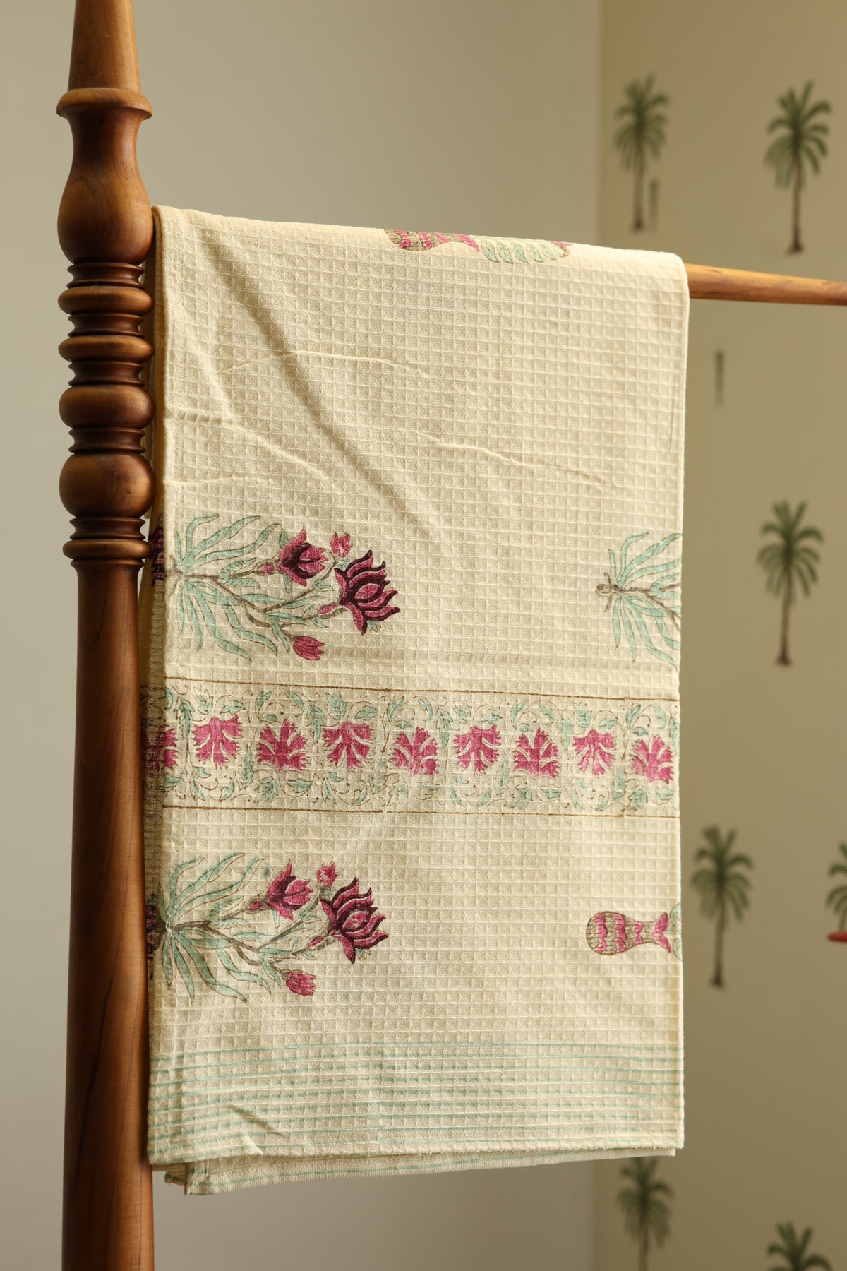 Hand Block Printed Waffle Cotton Towel
