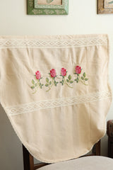 Floral Cross Stitch Embroidered Sofa Back / chair back Cover Set 3+1+1