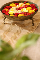 Onam Striped Table Runner with Ruffled Edges - 4 seater
