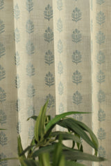 Curtains-Premium embroidered sheer curtains white base