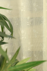 Curtains -Premium embroidered sheer curtain white colour (lightening difference )