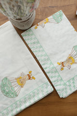 White Lilly Cotton Handblock Percale Single Bedsheet