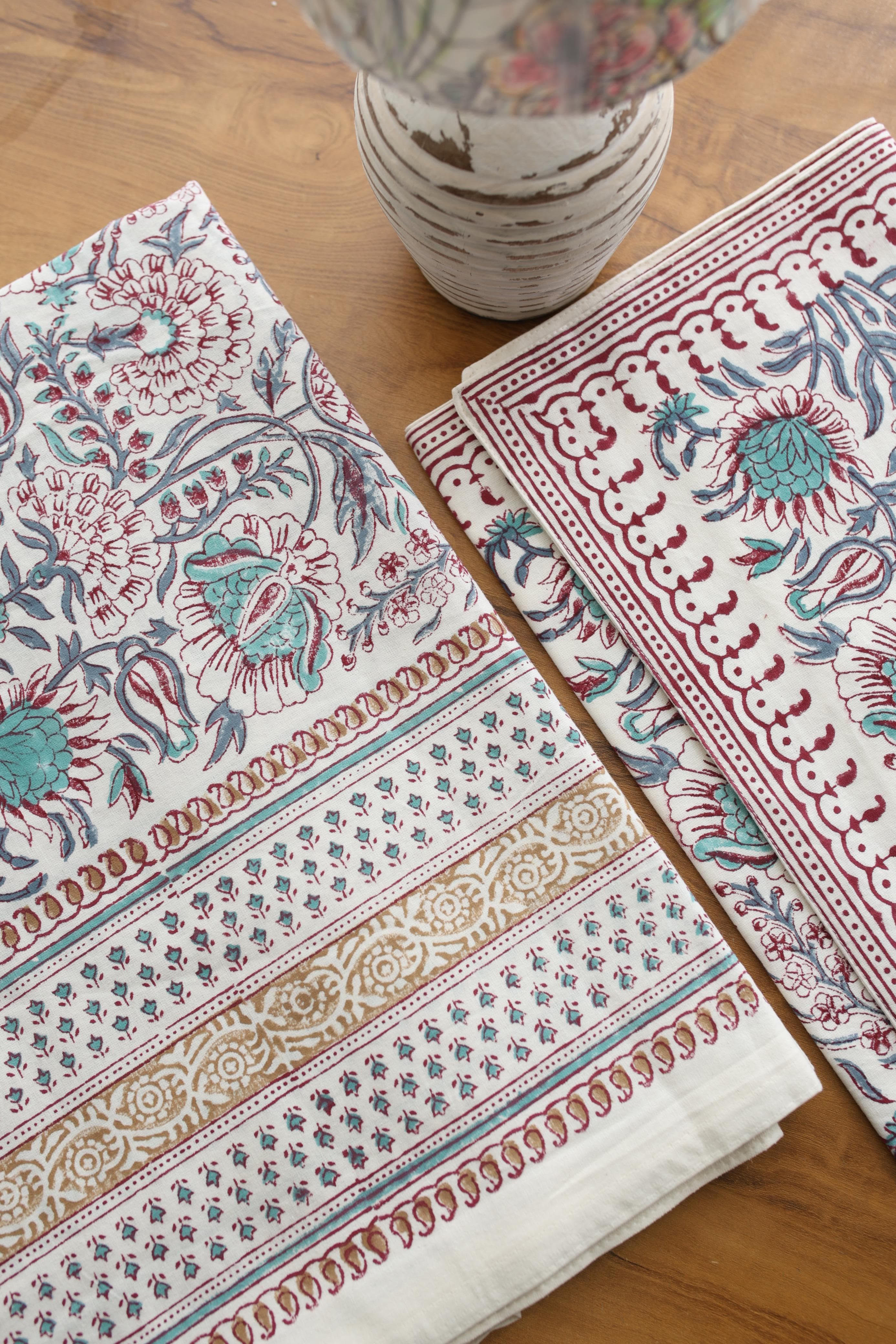 Mugal Bedsheets - King premium handblock print cotton bedsheets