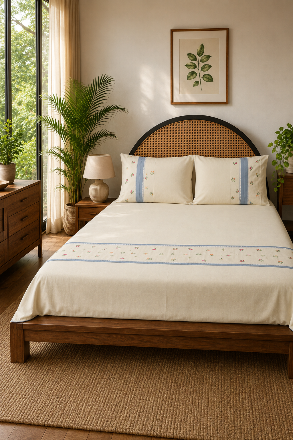 Bedsheets - King premium Machine Embroidery Bedsheet multi