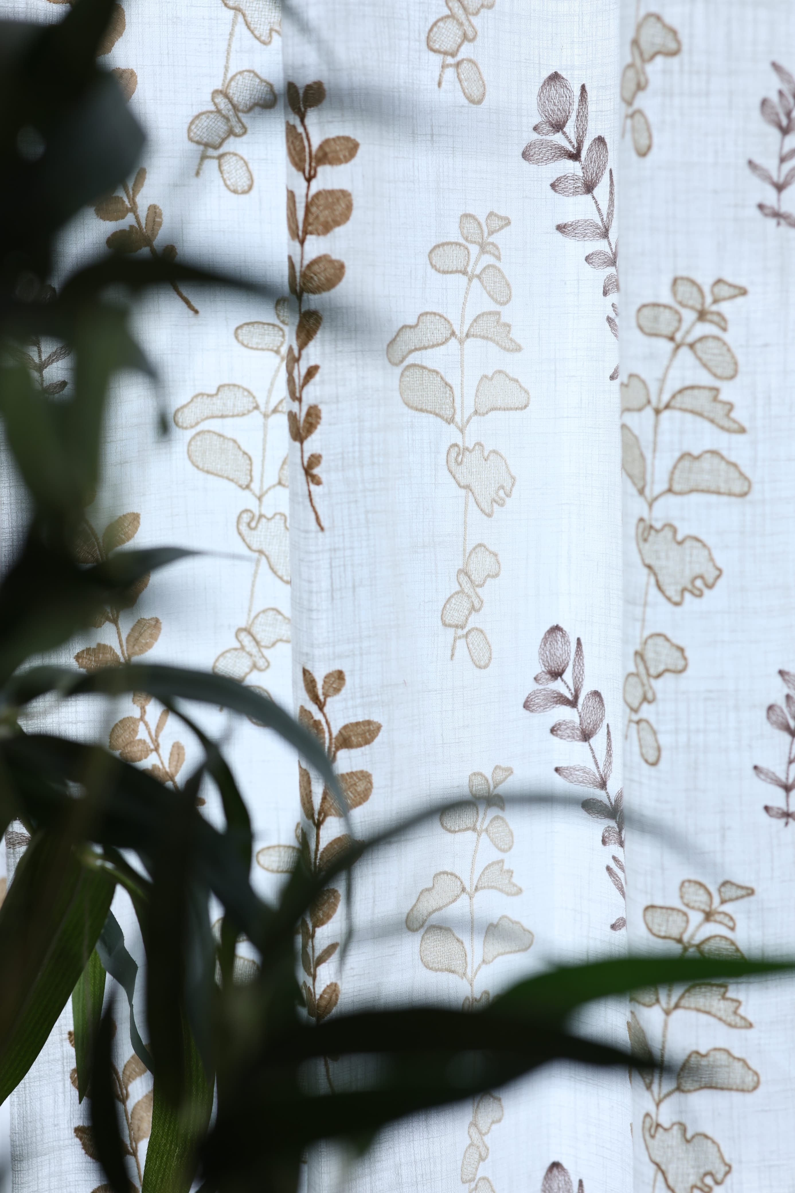Curtains - Premium Embroidery sheer curtains cotton rainbow olivia semi transparent