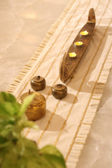 Onam Striped Table Runner with Ruffled Edges - 4 seater