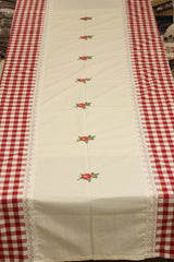 Table cloths - 8 Seater cross stitch embroidery Red check