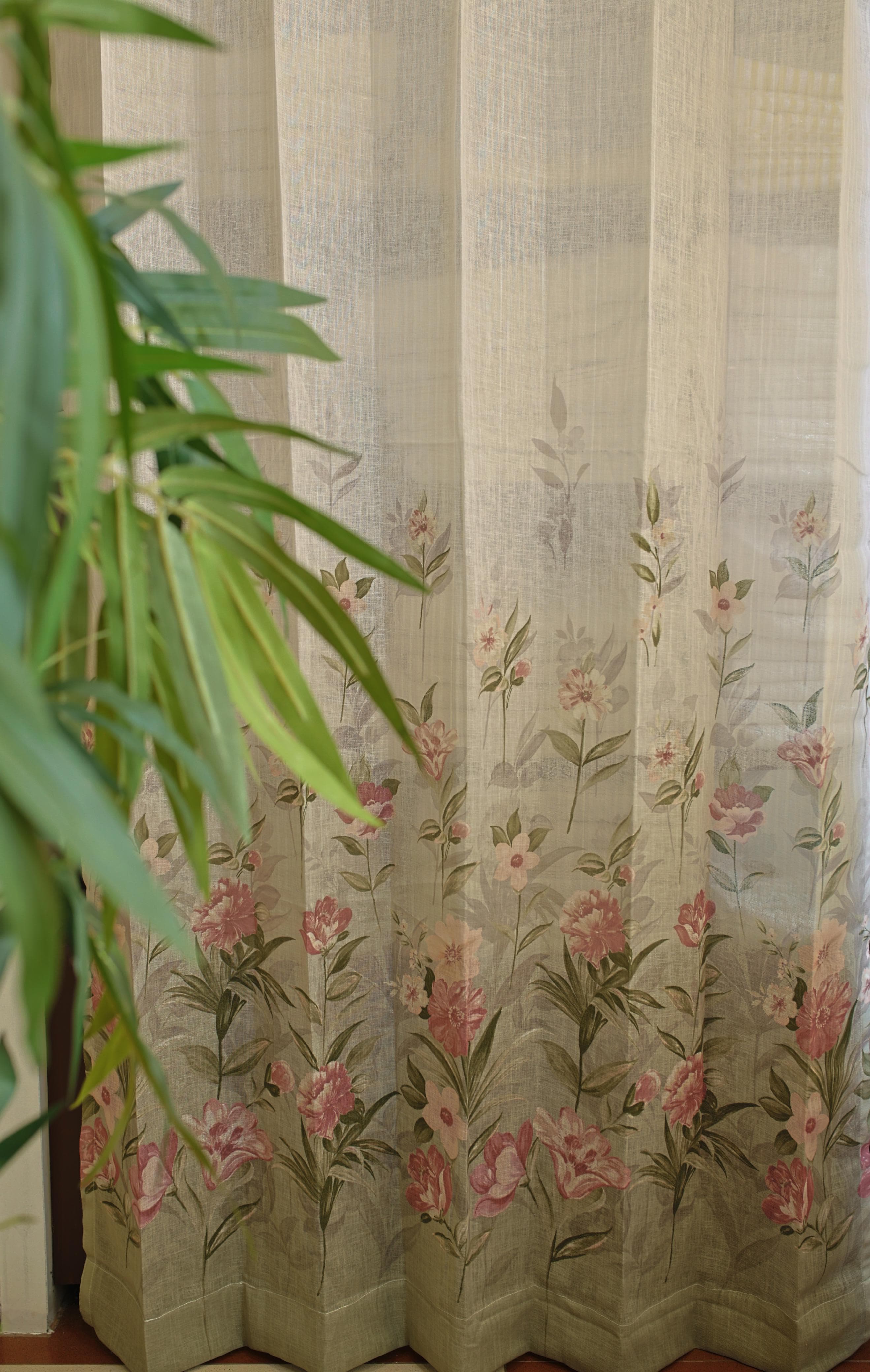Curtains:English floral printed curtains(sheer and opaque)