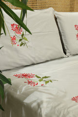 King Size Premium Machine Embroidery Bedsheet Set with 2 Pillow Covers (108x108")