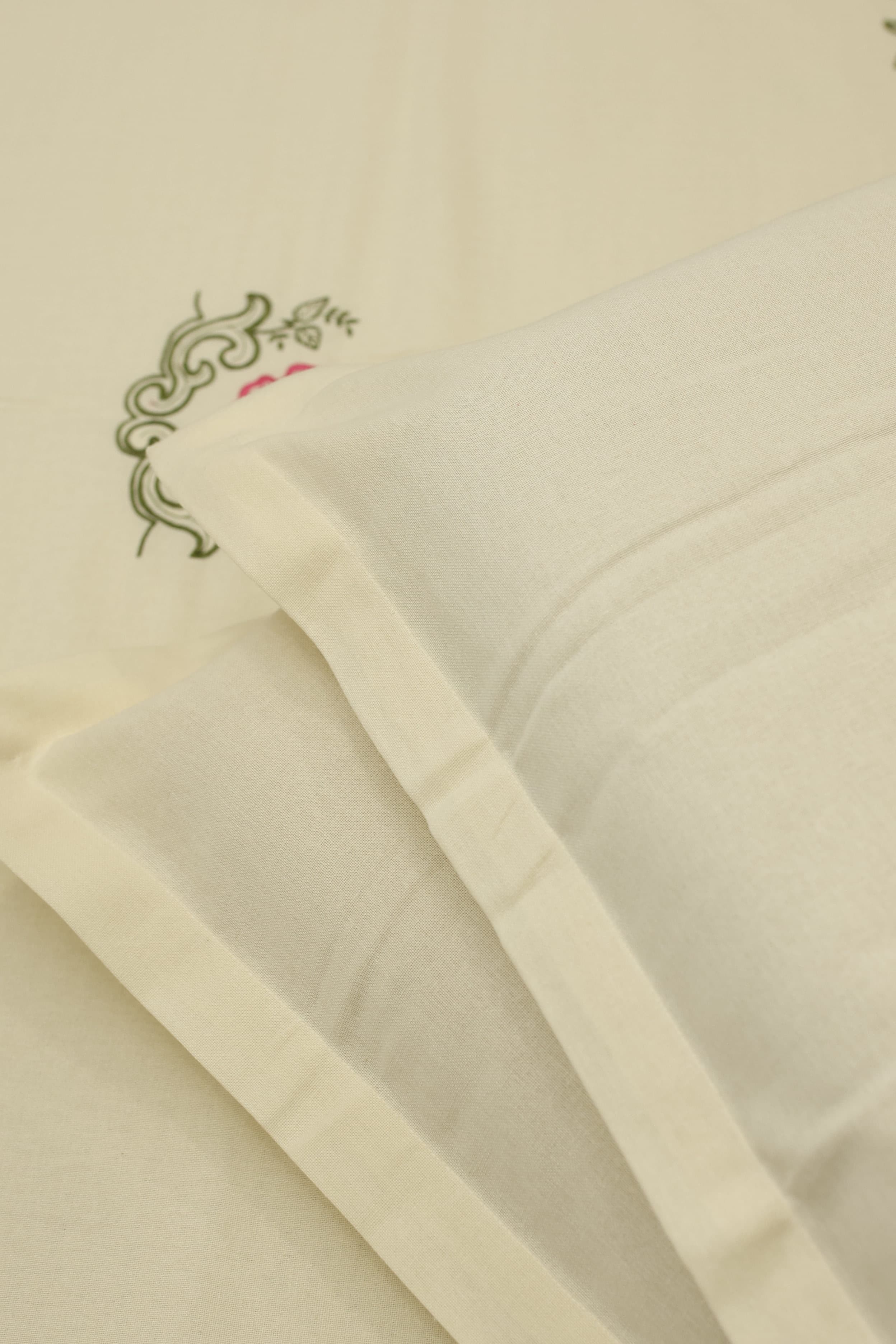 Bedsheets - Queen Premium machine embroidery bedspread off white base