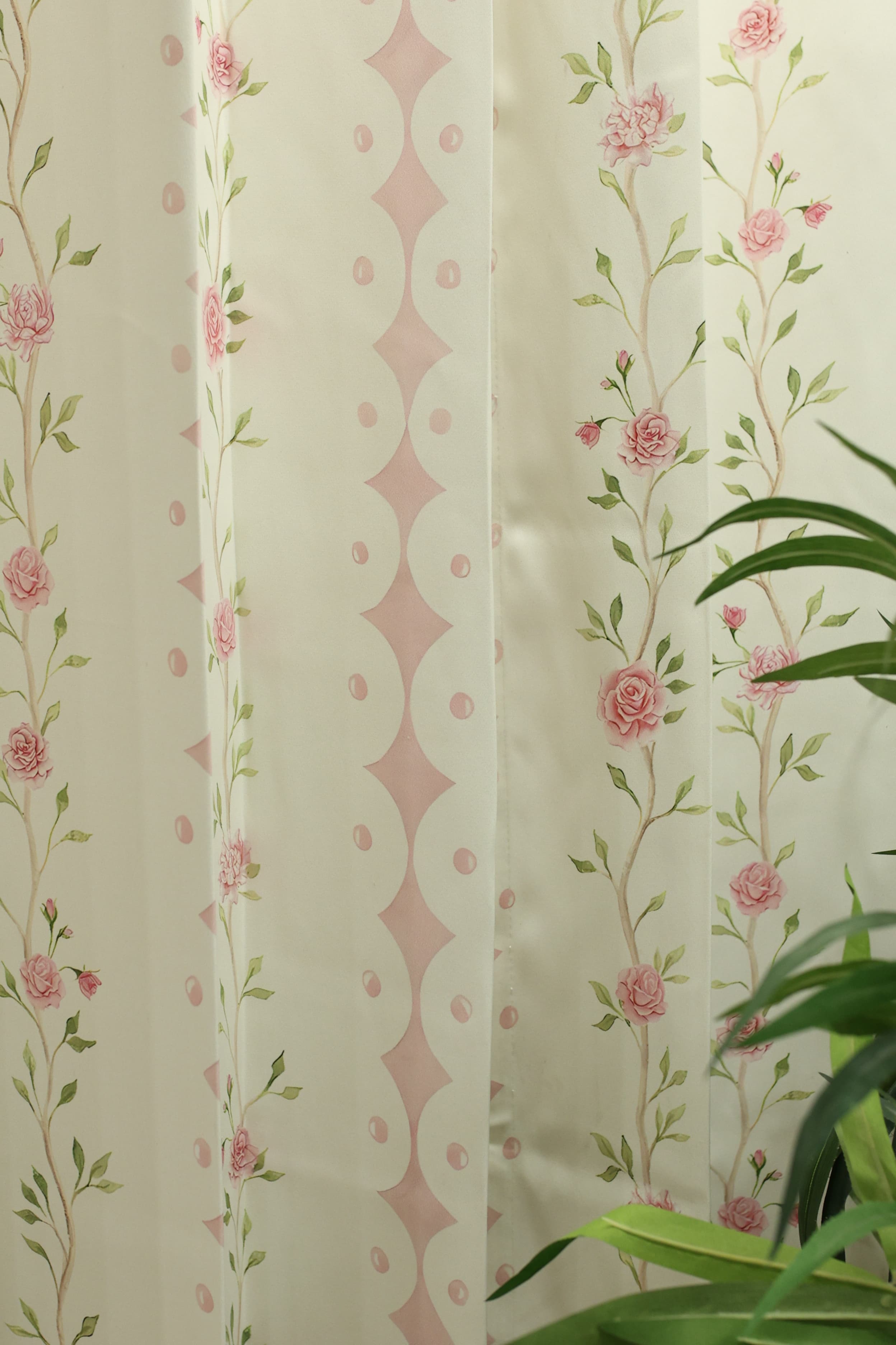 Curtains - English Floral series opaque curtains white colour base