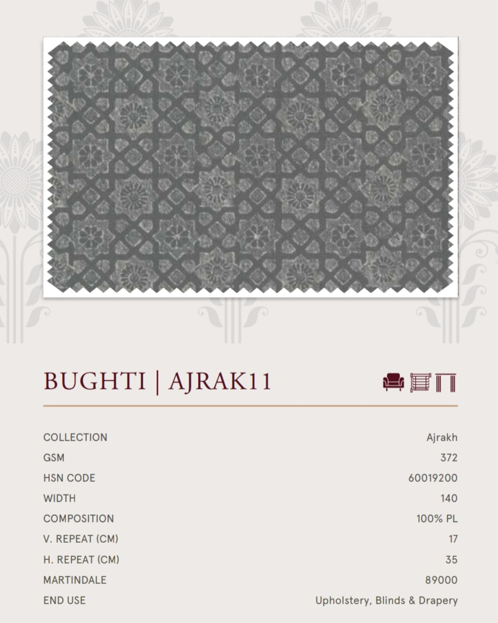 Upholstery fabrics -Ajrakh(Bughti)
