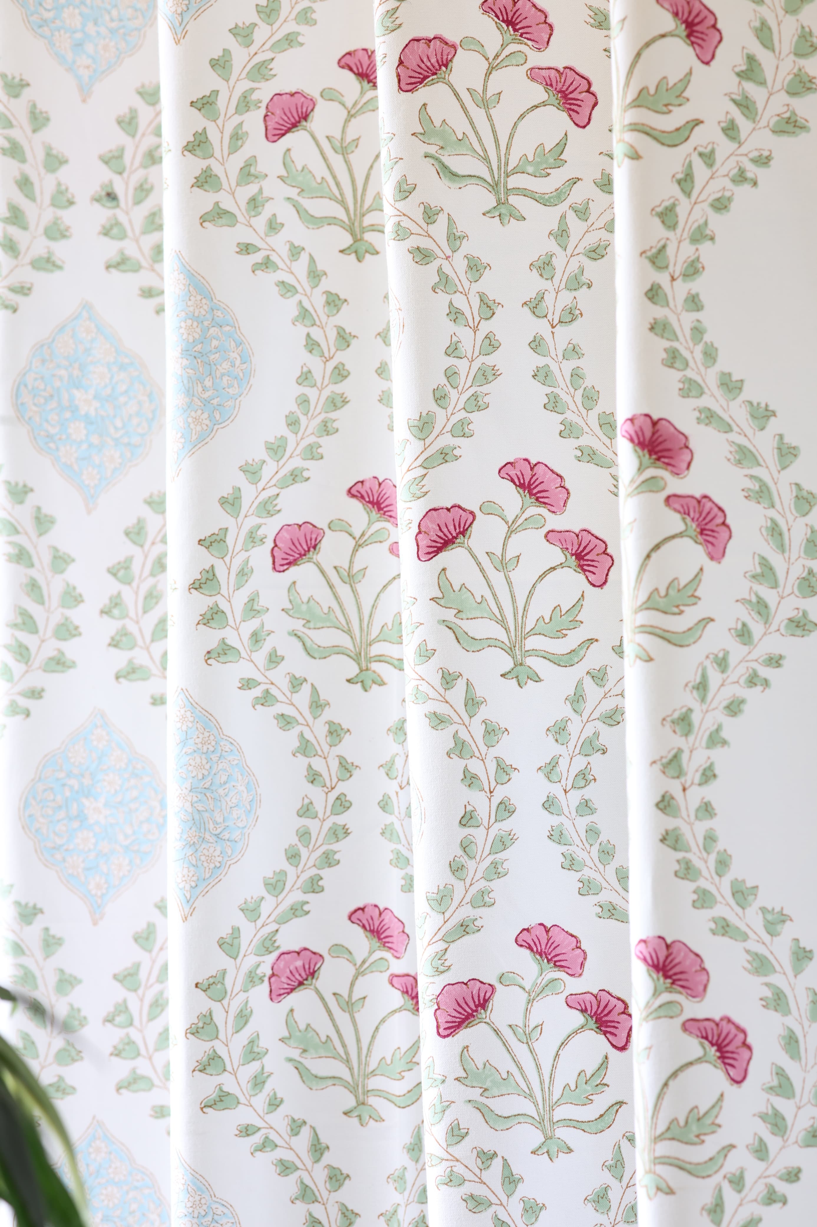 Curtains - Handblock printed curtains white base