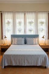 Bedsheets - Queen Premium check floral embroidery  bedsheet