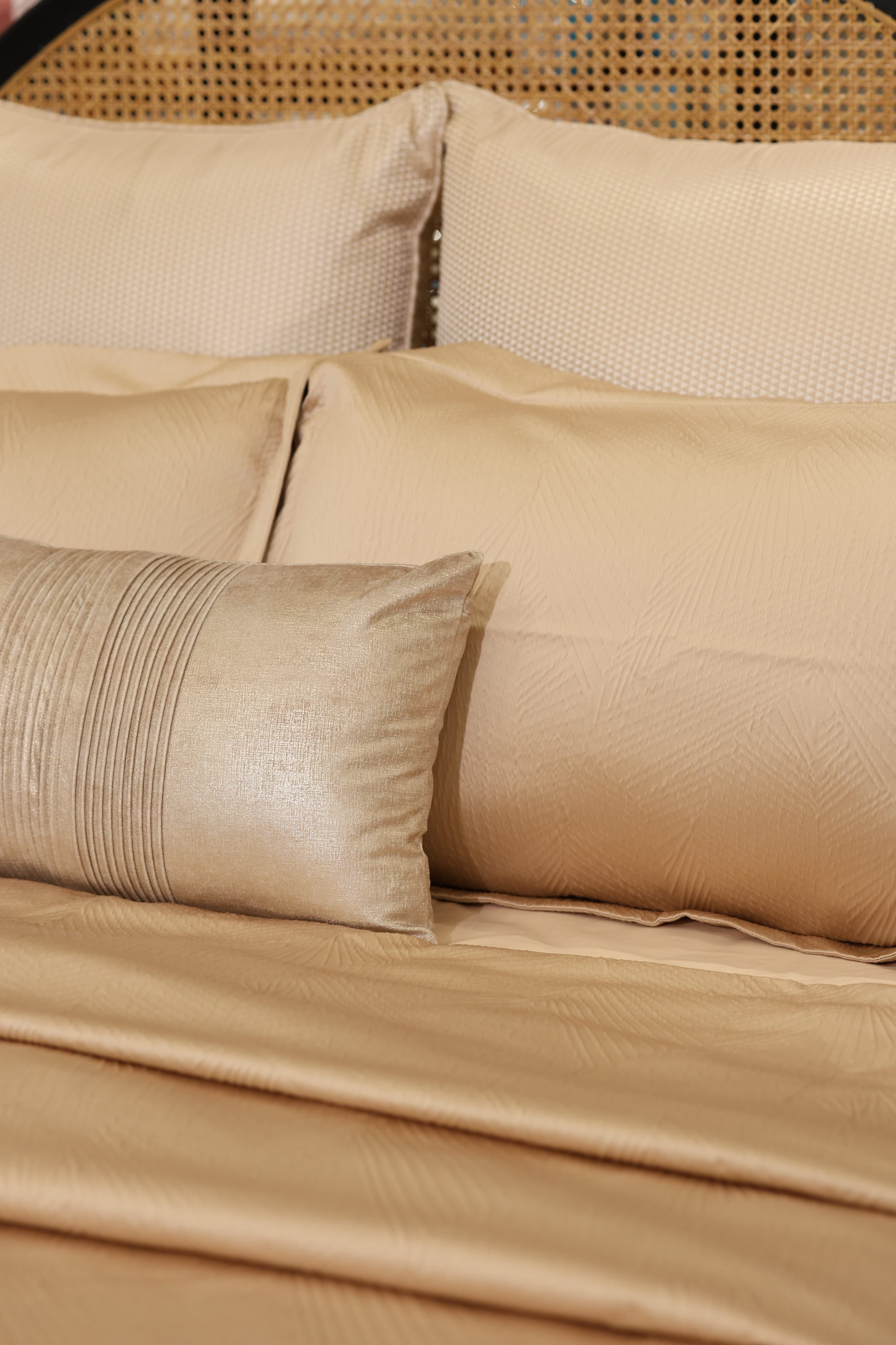 Champagne Luxe Cotton Bed Linen Ensemble with Duvet Cover Ddecor