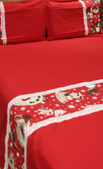 Bedsheets - Queen Premium floral Lace bedsheet Xmas theme edition