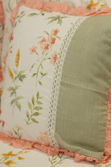 Bedsheets - Premium king floral printed lace bedsheet with cushion covers bud