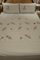 King Size Premium Machine Embroidery Bedsheet Set with 2 Pillow Covers (108x108")