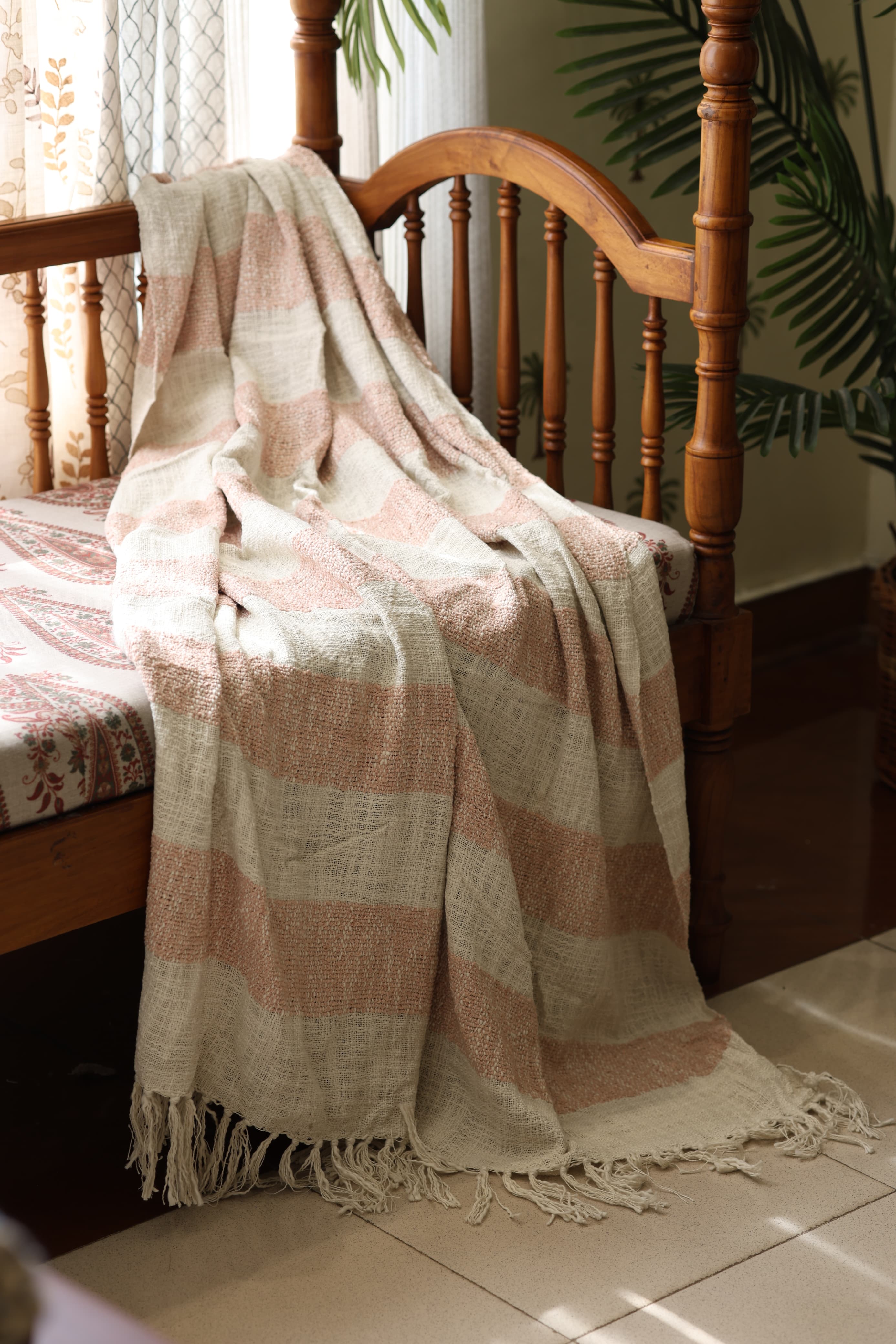 Textured Woven Cotton Sofa Throw