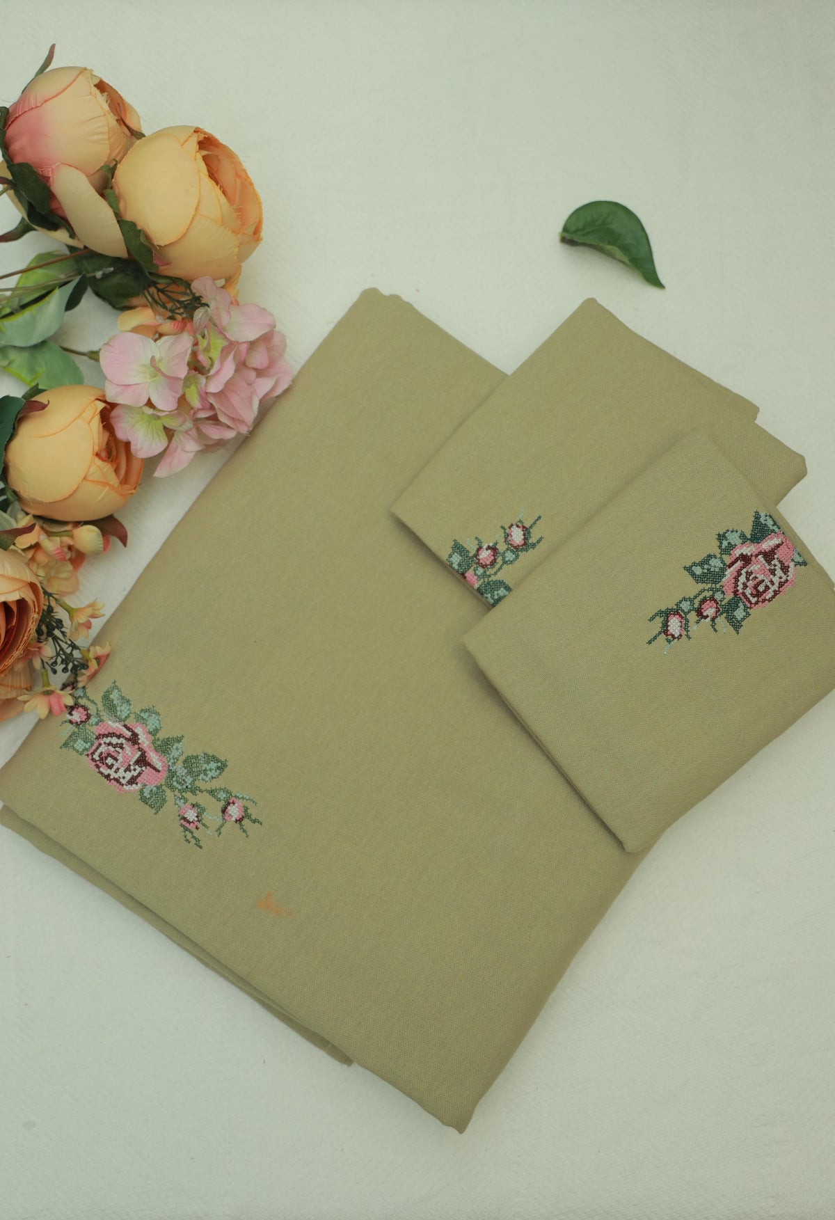 Bedsheets - King cross stitch embroidered bedsheets