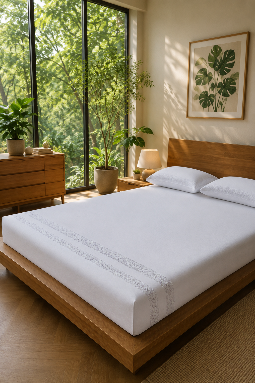 Bedsheets - King Premium machine embroidery bedsheets Sansaar : The White Collection