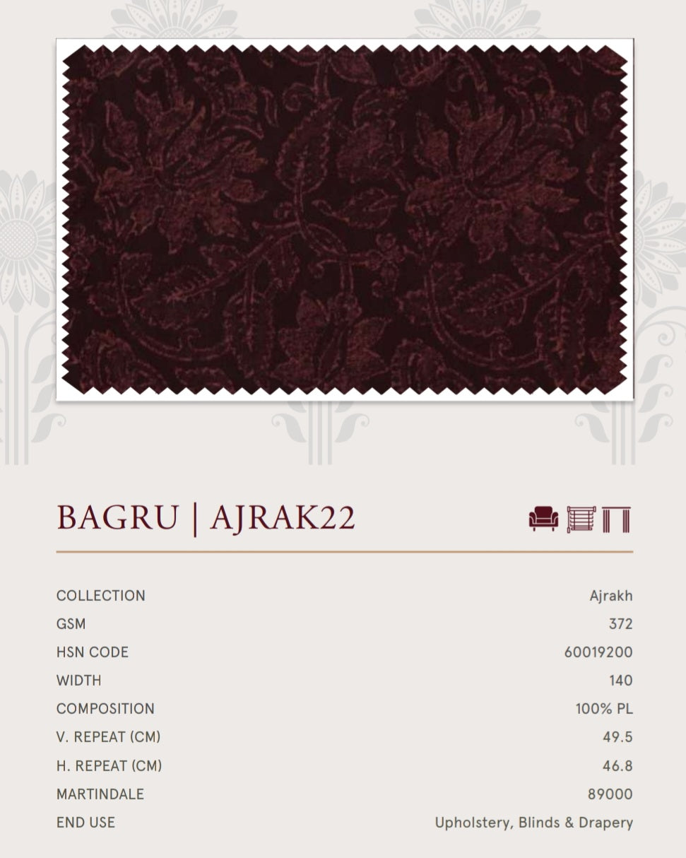 Upholstery fabrics -Ajrakh(Bagru)