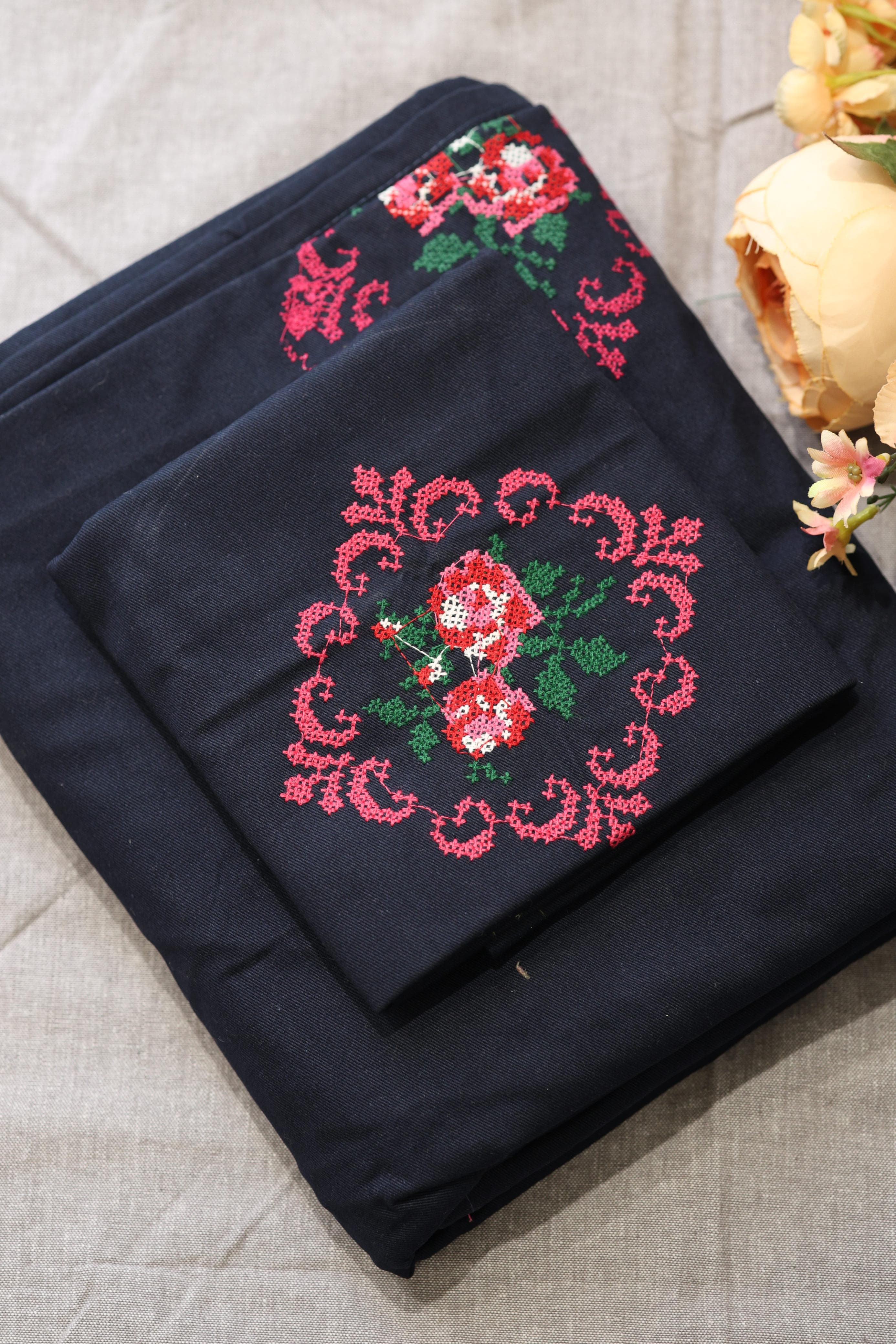 Bedsheets - Single Cross stitch embroidery bedsheets