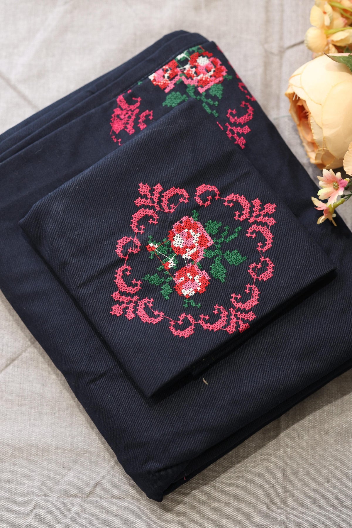 Bedsheets - Single Cross stitch embroidery bedsheets