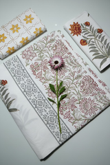 Bedsheets - King percale cotton handblock soft lily  bedsheets