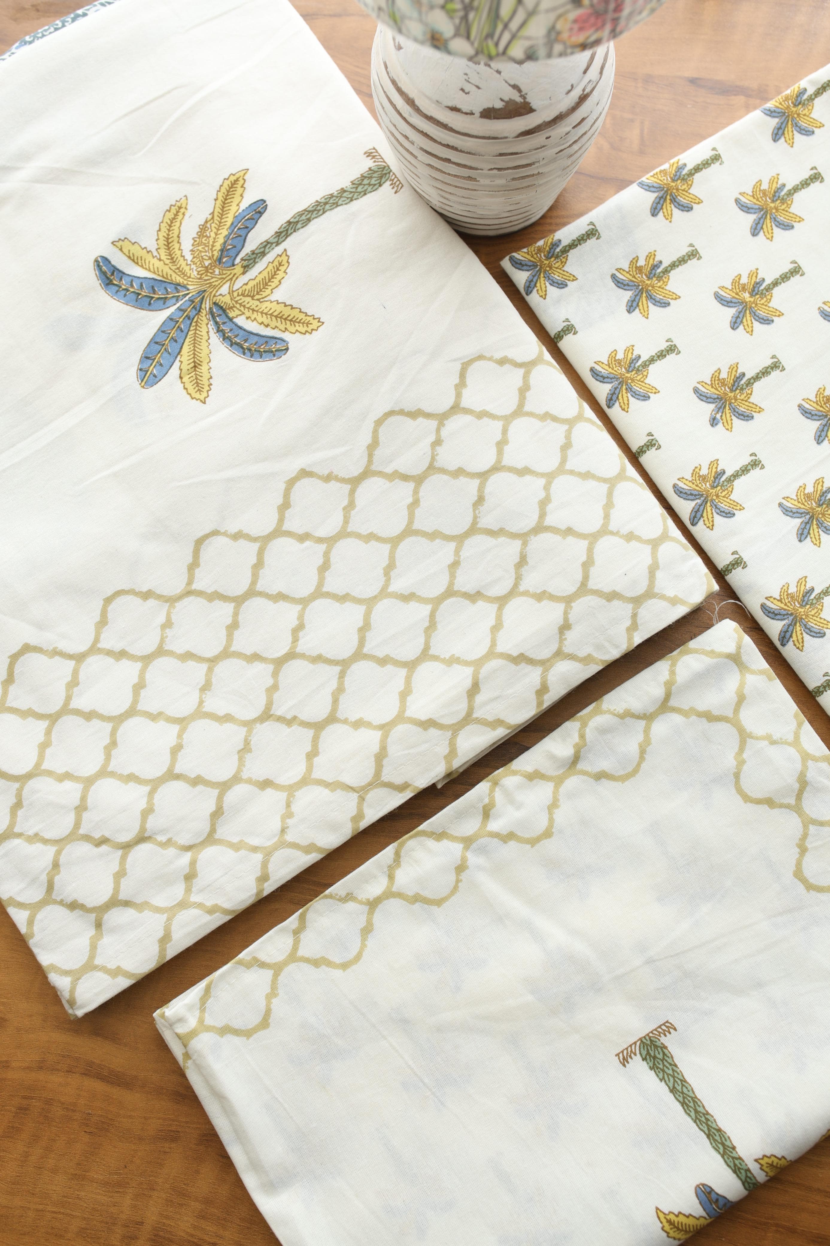 Bedsheets - King handblock veg print bedsheets