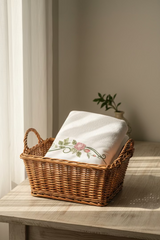 Premium Floral Embroidery  Bath Towel – Pastel (white)