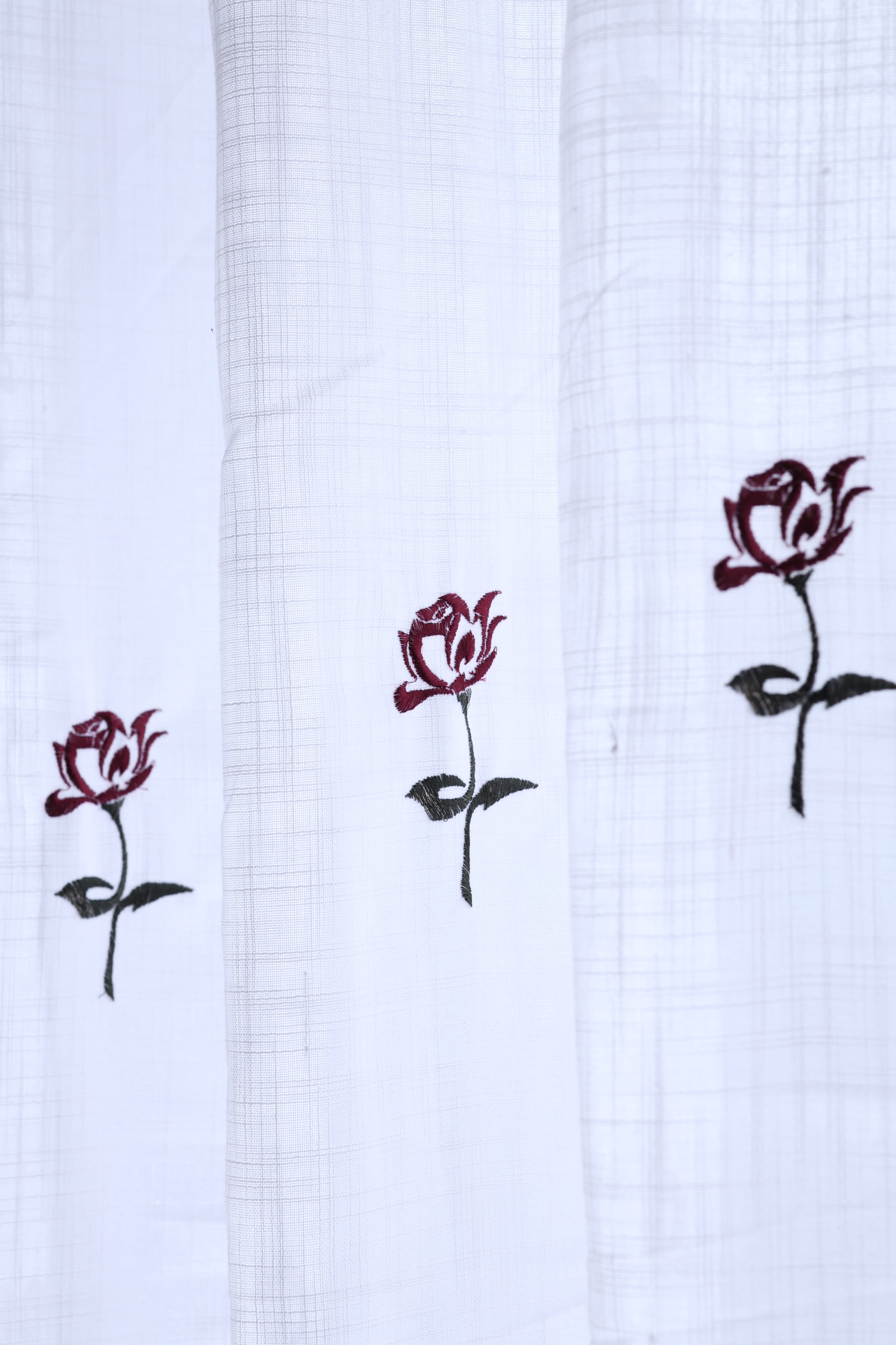 Curtains - Embroidery Semi transparent curtains LINEN Bud (pink base)