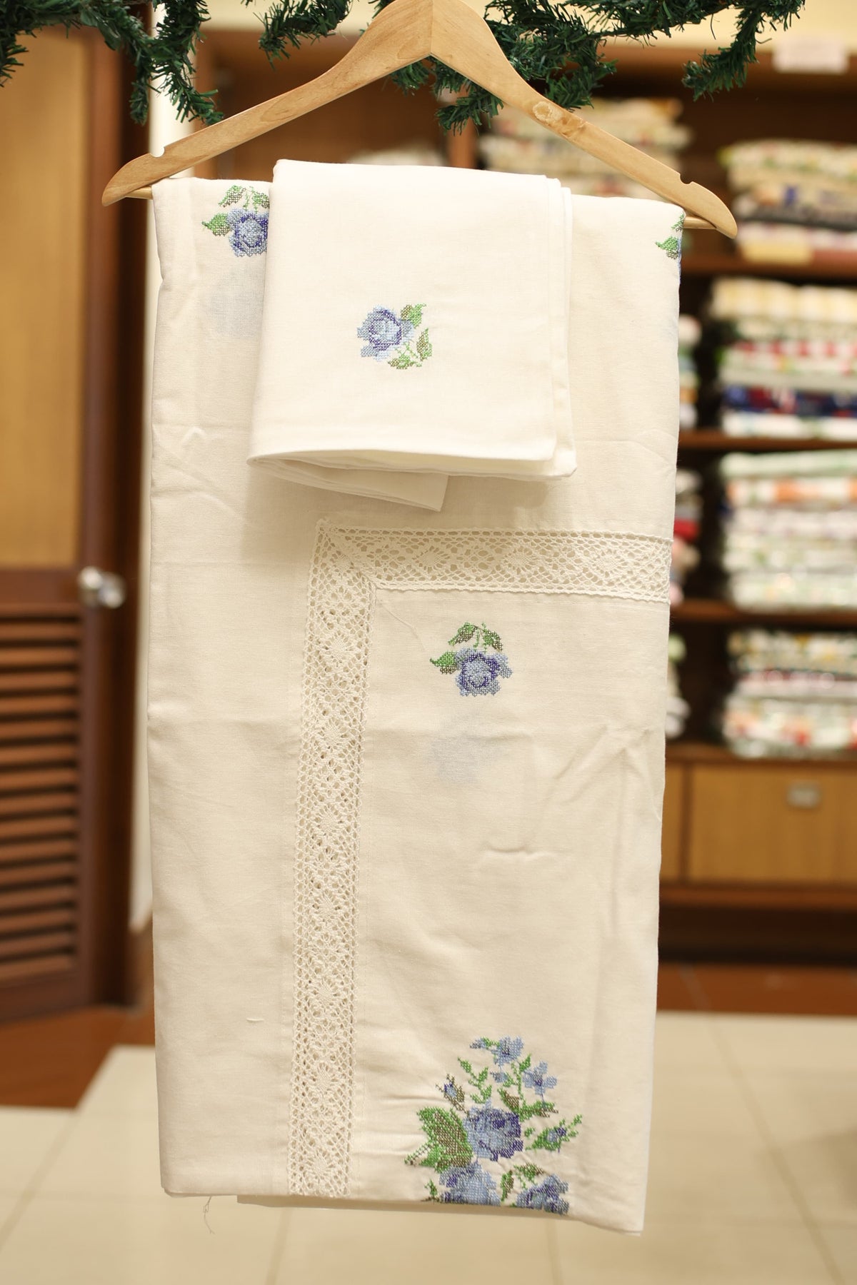 Bedsheets - Queen  premium cross stitch embroidery bedsheets