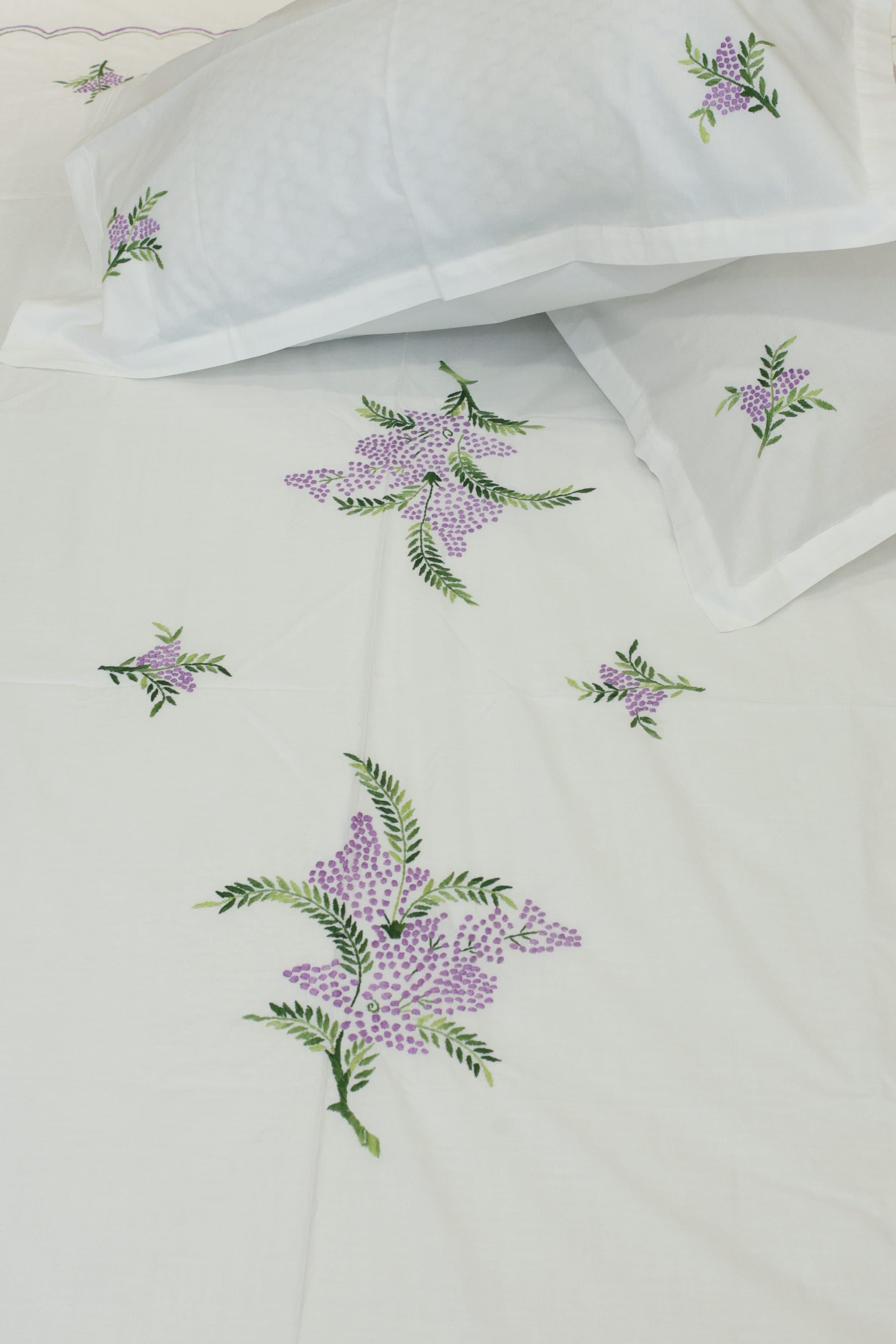 Premium Hand Embroidery Cotton King Size Bedsheet Set with 2 Pillow Covers HEK