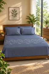 Bedsheets - Premium King Machine embroidery Soft cotton bedsheets(slate grey)
