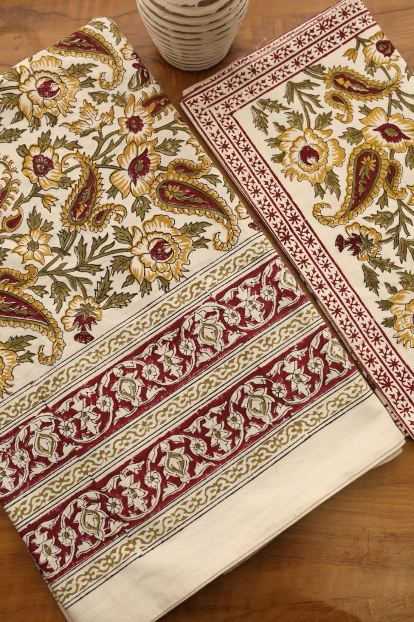 Bedsheets - Queen Mugal premium handblock cotton bedsheets