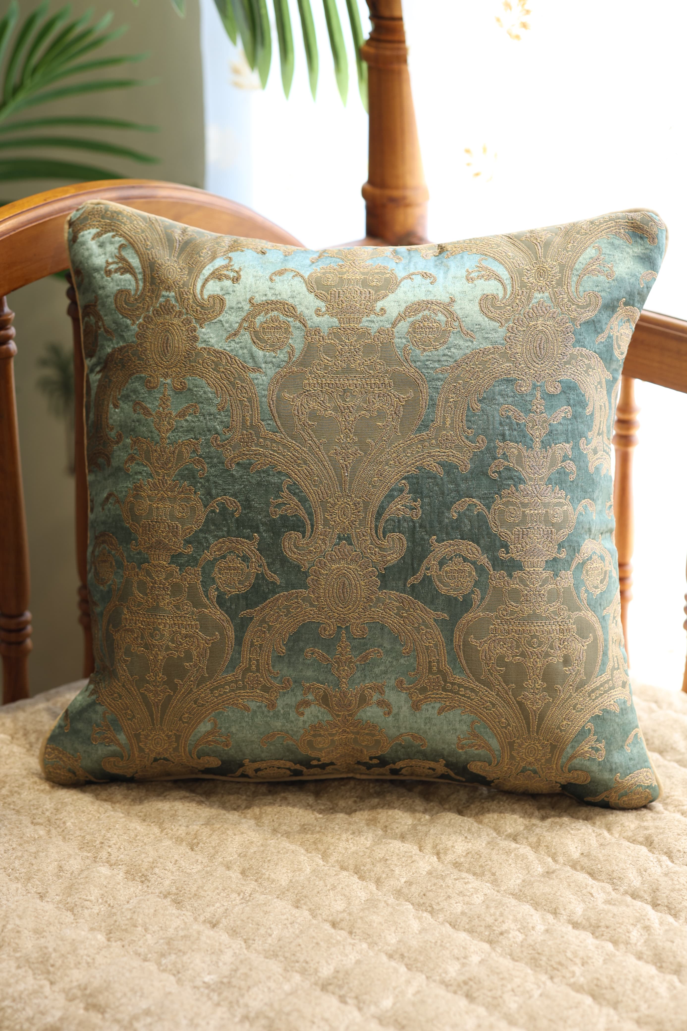Festive Brocade Damask Cushion Cover