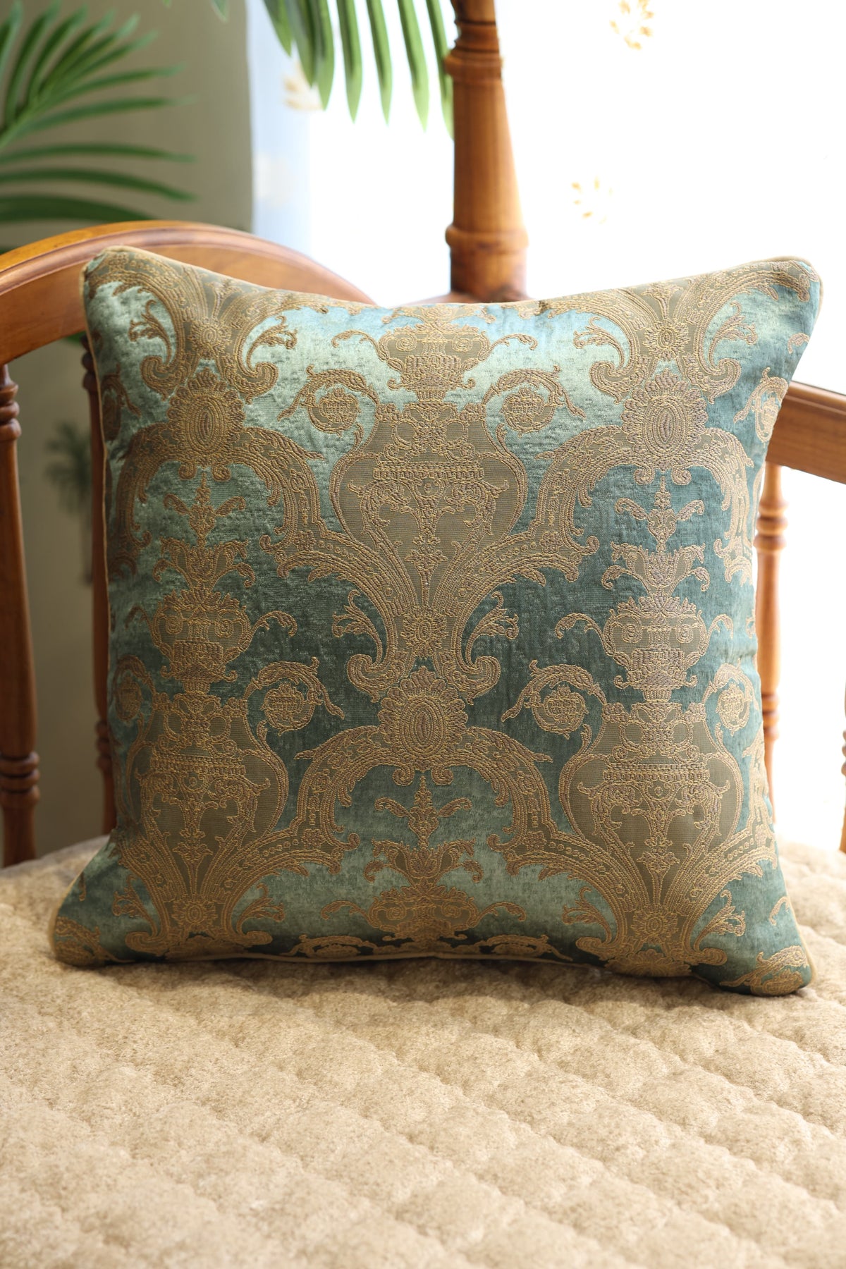 Festive Brocade Damask Cushion Cover