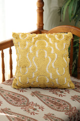 Yellow Tufted Geometric Pattern Cushion Cover