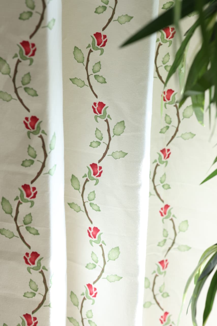 Curtains - Rose Vine Printed Opaque Curtain