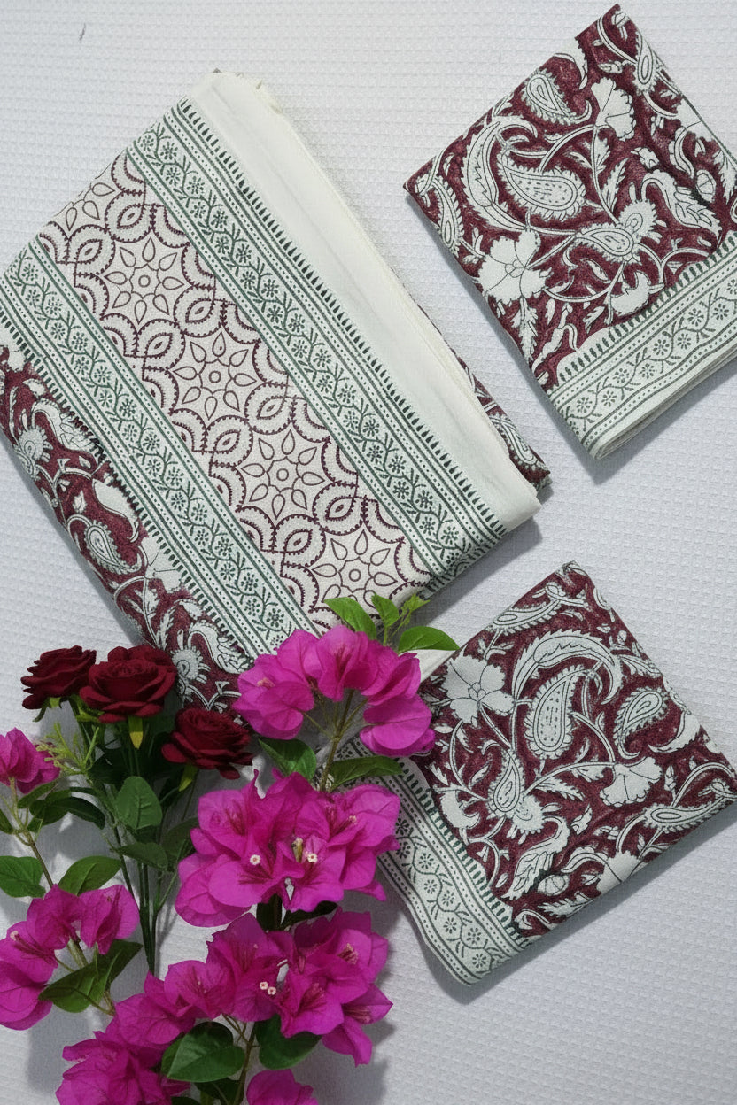 Bedsheets-Queen Premium Handblock printed bedsheets Whitelily