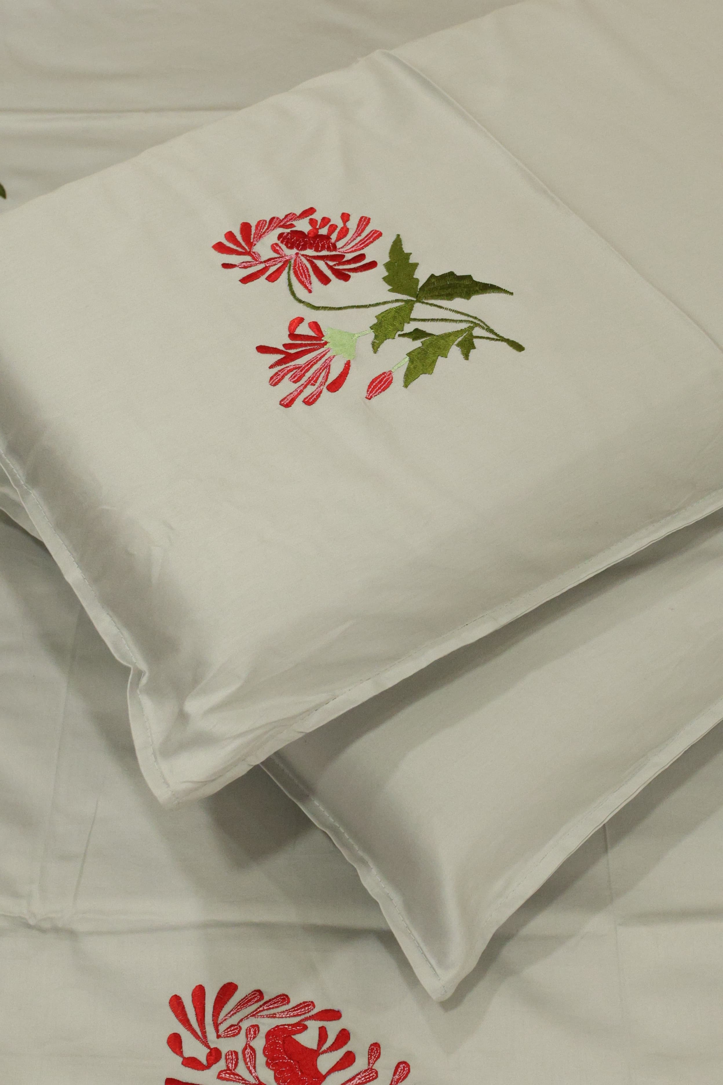 King Size Premium Machine Embroidery Bedsheet Set with 2 Pillow Covers (108x108")