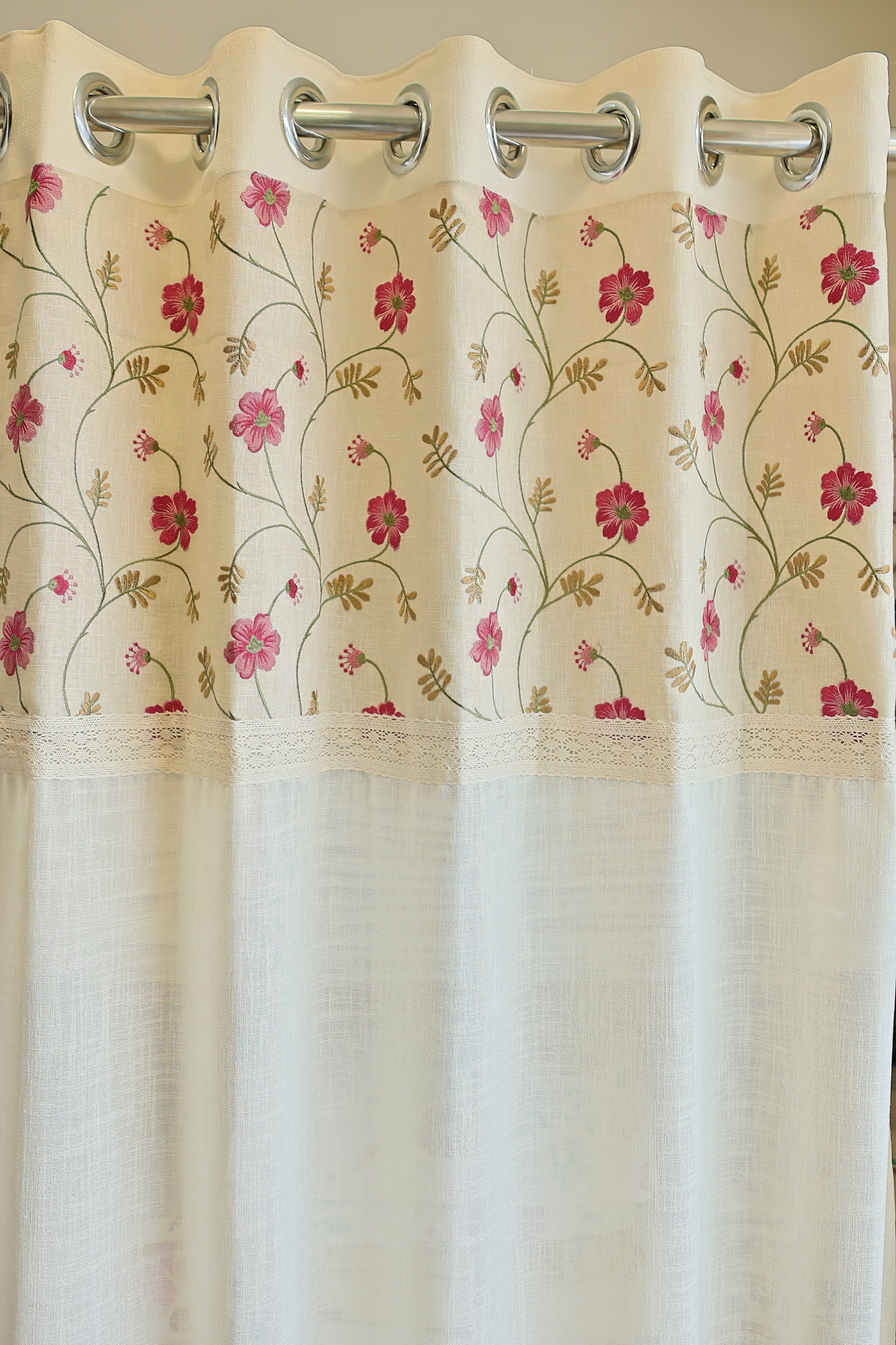 Curtains-Premium embroidered sheer curtains