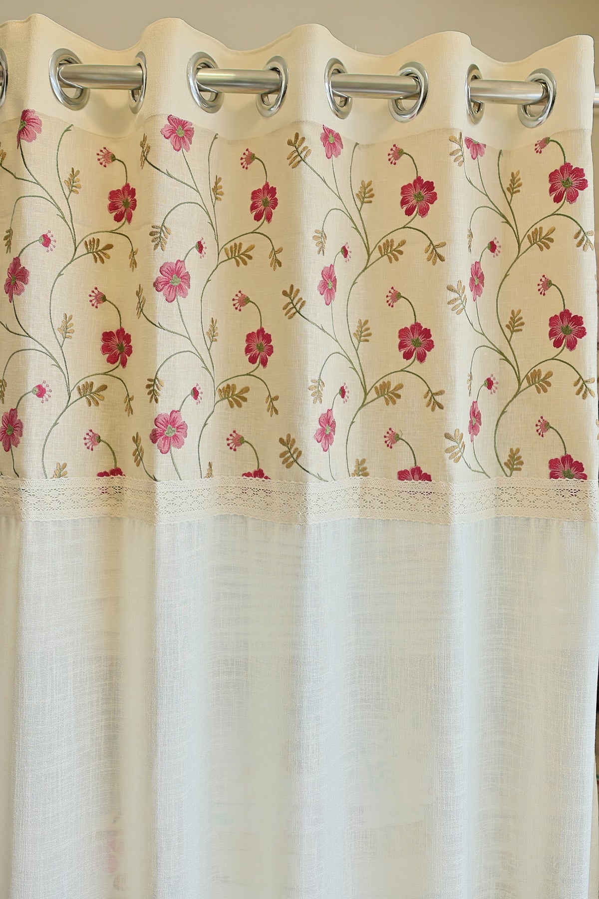 Curtains-Premium embroidered sheer curtains