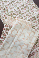 Bedsheets - King percale cotton handblock soft lily  bedsheets