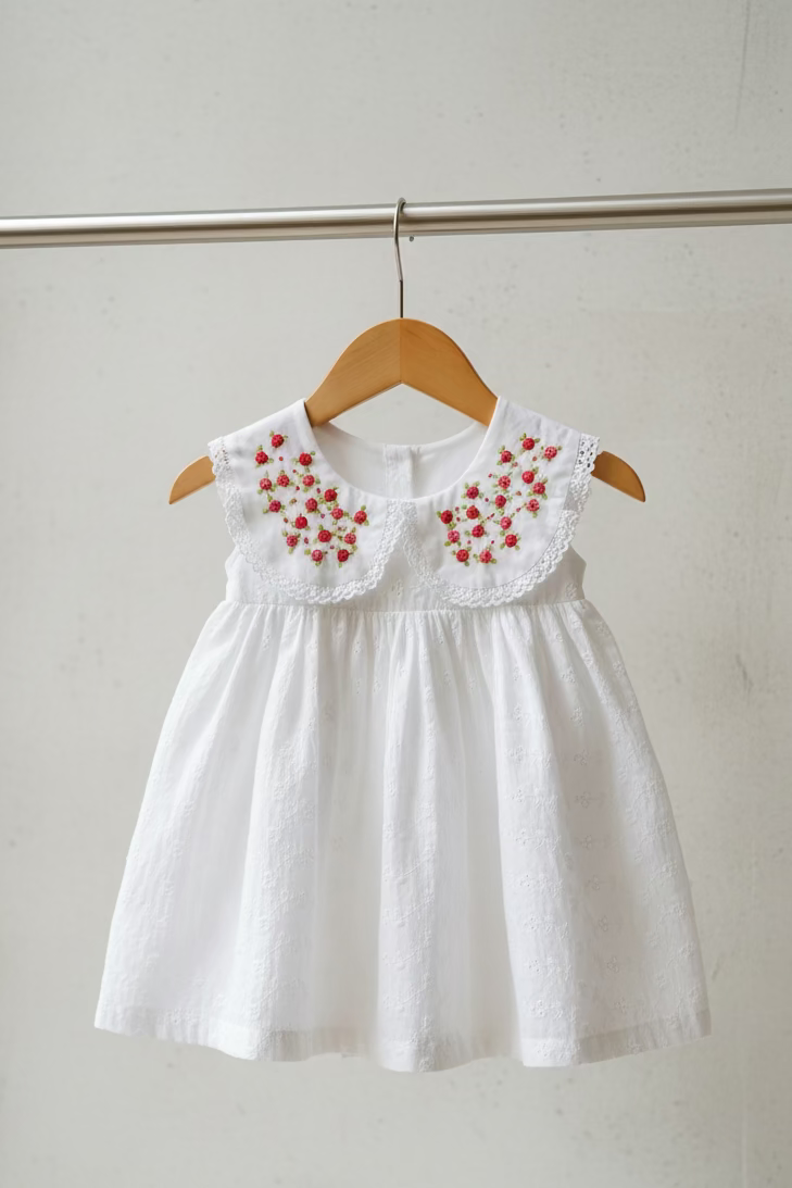 Kids dress - Hakoba with embroidery 10-12 months