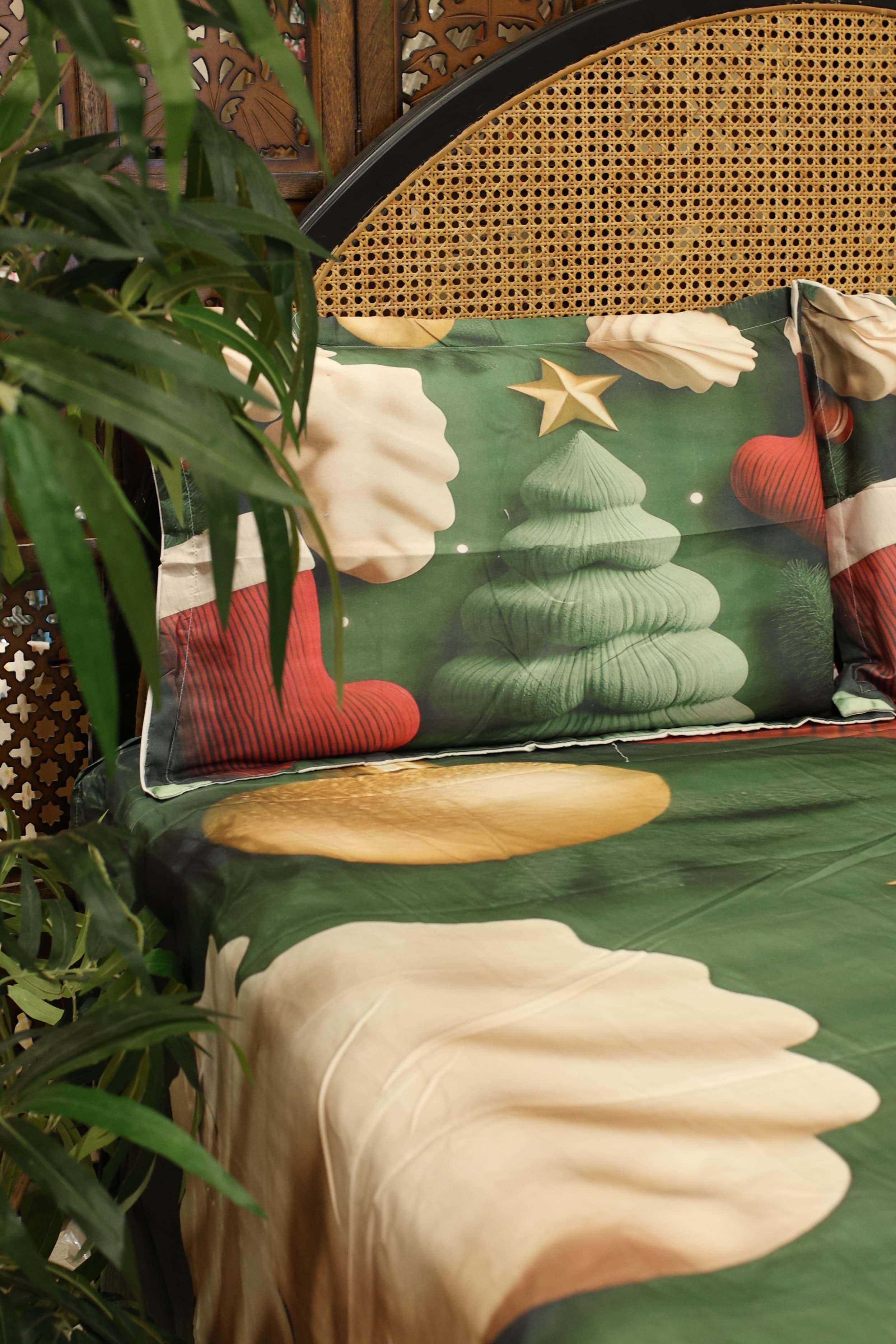 Christmas 7D Panel Print King Size Bedsheet Set - Xmas edition