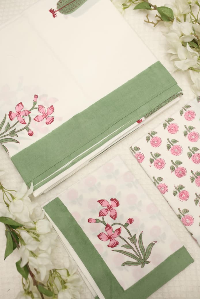 Bedsheets - King Percale cotton handblock bedsheets