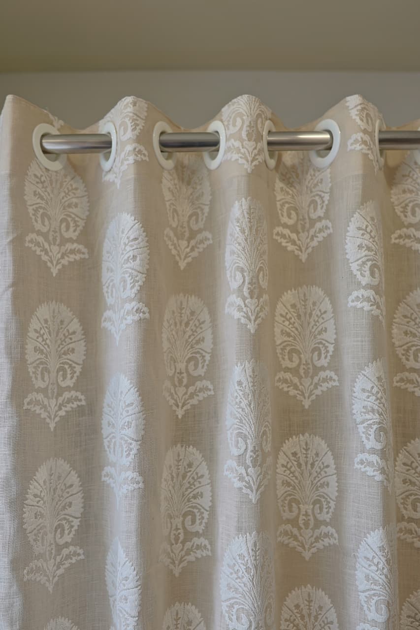 Curtains - Premium embroidery designer curtains semi Transparent/sheer vedic prebooking